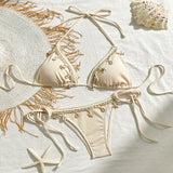 Off-White Halter Triangle Bikini Set