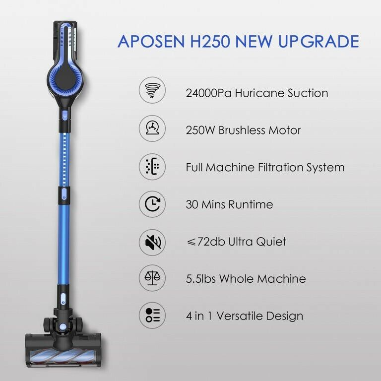 Aposen H120 White/Blue Cordless Stick Vacuum Cleaner